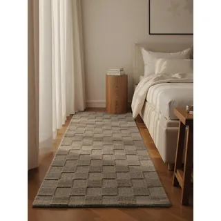 Villeroy & Boch Wollteppich Scala - Natur, 3D-Struktur, Karo, Wohnzimmer