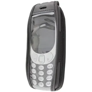caseroxx Ledertasche mit Gürtelclip für Nokia 3310 (2017) 3G in schwarz – robuste Handy-Tasche mit Sichtfenster & Gürtelclip aus Echtleder, ideal für Beruf, Freizeit, Outdoor & sicheren Transport