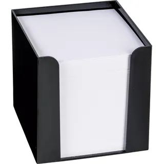 KÖNIG & EBHARDT 860101090 Zettelbox (schwarze Knststoffbox, 9,5 x 9,5 x 9,5 cm, 700 Blatt) weiß