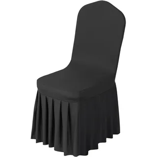 Vevor 30 x Stuhlhussen Stuhlbezug mit flacher Vorderseite Stretch waschbarer & abnehmbarer Stuhlüberzug aus Polyester-Spandex für Hochzeitsfeiern, passend für Stühle (51 x 45 x 95 cm) Schwarz
