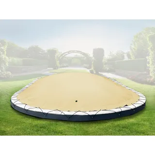 AirDeluxe® Ovale aufblasbare Poolplane Schwimmbad Abdeckung (6,00m x 3,00m, Beige) INKL. elektr. Luftpumpe, Abdeckung aus LKW-Plane - stabile Winter Poolabdeckung - Beige