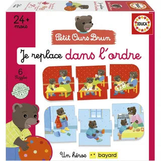 Educa - Lernen, logische Fortsetzungen zu ordnen | Der kleine Braunbär. Verwenden Sie Szenen aus dem täglichen Leben, in denen das Kind logische Sequenzen erkennen kann (19878)