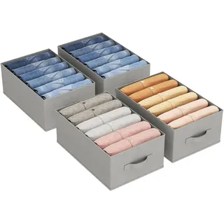 Lifewit 4 Set Schubladen Organizer Kleidung, Aufbewahrungsbox Jeans Ordner für Kleiderschrank mit 6 Trenner, Faltbare Schrank Organizer 42 x 27 x 17 cm/16x10x7'' für Hosen T-Shirts Pullover Leggings