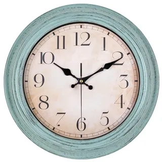 LENAUQ Wanduhr, 12 Zoll stille Wanduhren Vintage Moderne dekorative Uhr mit 3D-Ziffern, Akku betriebene hängende Wanduhr für Home Kitchen Cafe Hotel Büro Dekor, Türkis