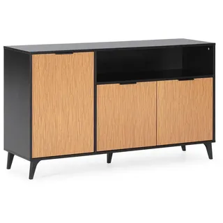 VS Venta-stock Sideboard 136 x 80 x 40 cm Schwarz/Holzfarbe
