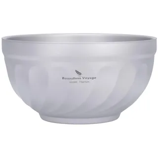 iBasingo Doppelwandige Titan Schüsseln 800ml Haferflocken Lebensmittel Reis Suppe Schale Ultraleichte Tragbare Geschirr Outdoor Camping Metall Schüssel Ti1169T (Titanfarbe)