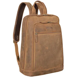 STILORD 'Watson' Laptop Rucksack 15.6 Zoll Leder Backpack Business Lederrucksack Herren Rucksack XL für Breite DIN A4 Ordner Tagesrucksack Vintage Echtleder, Farbe:tan - dunkelbraun