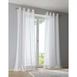 Vorhang KUTTI "Seabird" Gr. 2, weiß, B:135cm H:175cm, Ausbrenner, Baumwolle, Polyester, Gardinen, Vorhang, Gardine Ausbrenner transparent maritim