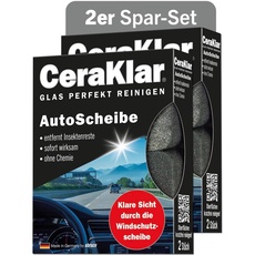 abrazo CeraKlar AutoScheibe - 4 Glasreiniger, 2x2 STK. - Scheibenreiniger Auto, schnelle Reinigung, Auto Scheibenreiniger, Autoschwamm außen Scheibe