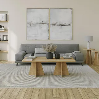 Hanah Home Sapphire Oak Coffee Table, 120 x 60 x 40 cm | 100% Melamine Coated Particle Board, 18 mm Thick | Stylish & Durable for Modern Living Spaces