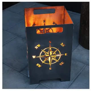 teileplus24 FT01 Feuertonne Feuerschale Feuerkorb Groß Eckig Steckbar Leichte Reinigung,