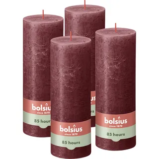 Bolsius Rustik Stumpenkerzen 19 cm rot 4 St.