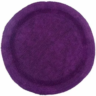 Homescapes Badematte 80 cm rund, 100% Baumwolle, wendbar , Lila , Textil , Uni , Rund , 80x80 cm , Oeko-Tex® Standard 100 , Heimtextilien, Badtextilien, Badematten