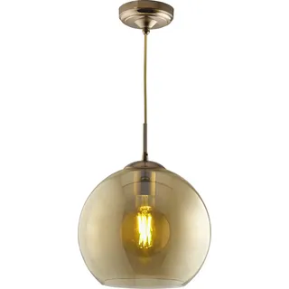 Balls 1-flammige Pendelleuchte antik messing Glasschirm Ø30 cm bernsteinfarben - Gold