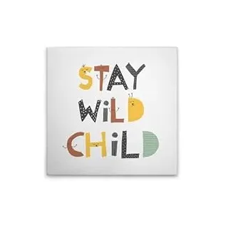 A.S. Création Leinwandbild Schriftzug Stay Wild - Wandbild in Weiss, Bunt - 40 x 40 cm - DD131739