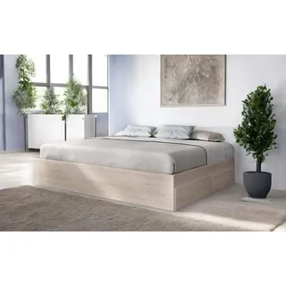 Dmora - Doppelbett Caplone, Struktur des Container-Betts, Sommier mit Verkleidung, Matratzenhalterstruktur, 149x195 h39 cm, Eiche