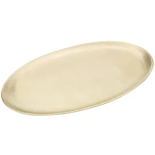 NKlaus Kerzenteller oval 17x10cm matt Desinger Dekoteller aus Messing Gold Untersetzer 10502