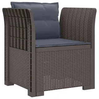 vidaXL 1-Sitzer Sessel mit Kissen Rattan-Look PP Hellgrau - Hellgrau
