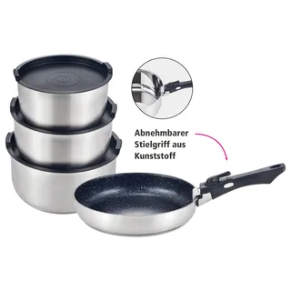 Topf-Set GSW "EASY CLICK", silber (silberfarben), 1,9 l, Töpfe, Topf-Set, ideal für den Camper geeignet. Induktion