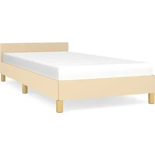 Bettgestell mit Kopfteil ohne Matratze Creme 90x200 cm Stoff - Creme