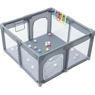 Babyspielplatz, weiche Stoßdämpfung, integrierter Bällebad, Grau 1.2*1.2m