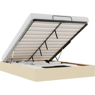 vidaXL Ottoman-Bett ohne Matratze Creme 140x190 cm Stoff - Creme