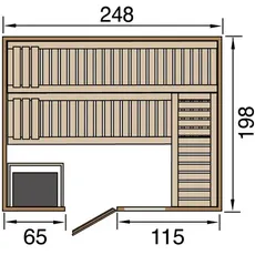 Bild von Massivholzsauna »Bergen«, (Set), 7,5 kW Bio-Ofen mit digitaler Steuerung, beige