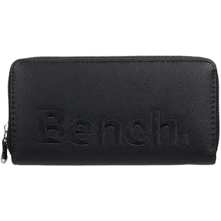 Bench Große XXL Damen Geldbörse Portemonnaie Brieftasche Reißverschluss Clutch, Farbe:Schwarz