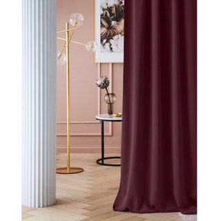 ROOM99 Vorhang mit Ösen Laurel 140 x 280 cm Breite x Höhe Verdunkelung Blickdicht Schiebegardinen Curtain Gardine Wohnzimmer Schlafzimmer Dunkelrot, 1 Stück