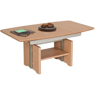 Venda Couchtisch , Eichefarben , Holz , Eiche , furniert , rechteckig , Wange , 70x54x120 cm , Handmade in Germany , ausziehbar, höhenverstellbar , Wohnzimmer, Wohnzimmertische, Couchtische, Höhenverstellbare Couchtische