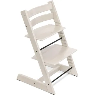 Stokke Tripp Trapp® Stuhl, Buchenholz Weißwash – verstellbar, ergonomisch | Zeitloser Hochstuhl, mitwachsend, ikonisches Design mit höhenverstellbarer Sitz- und Fußplatte. Belastbar bis 136 kg.