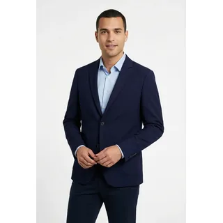 Sakko LINDBERGH, Herren, Gr. 3XL, navy, Web, Obermaterial: 65% Polyester, 31% Viskose, 4% Elasthan. Futter: 100% Polyester, meliert, unifarben, normal hüftbedeckend, tiefer V-Ausschnitt, Sakkos Sakko, mit Viskose und Stretch, in melierter Optik