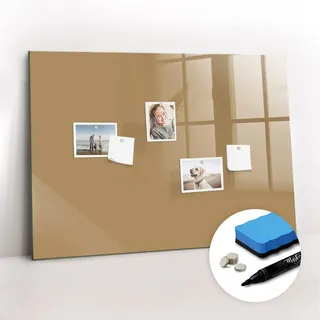 Tulup Magnettafel 100x70 Beige schwarzer Marker , Glas , 100x0.4x70 cm , Bilder & Rahmen, Pinnwände & Magnettafeln