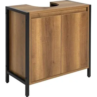 Unterschrank für Waschbecken – Badezimmerschrank – Stauraum für Waschbecken unter dem Waschbecken – verstellbare Füße – Siphonvertiefung – geräumiger Stauraum mit 2 Türen und 1 Einlegeboden – Stahlblech (E1) und Metallrahmen – 60 cm x 60 cm x 30 cm