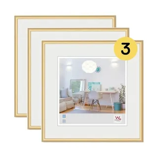 walther design Bilderrahmen New Lifestyle Kunststoffrahmen 30x30 cm Gold, 3er Pack, KV330G3