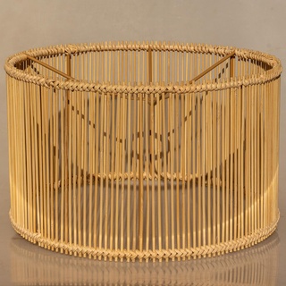 1PZTSTYlampenschirm Rattan Bambus Lampenschirm, Medium Round/Drum Lampenschirm für Tischlampe, Wandleuchte, Nachttischlampe und Stehlampe, natürliche Weide Handmade