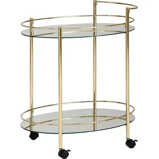 Manahee Design | Design Servierwagen Gold | Weiße Glasplatte | 67x79x46 cm - Gold, Weiß