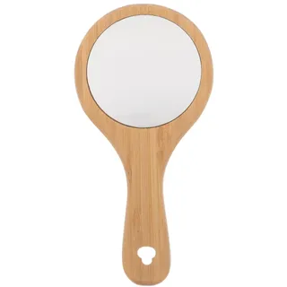 FRCOLOR Tragbarer Handspiegel Aus Holz Mit Griff Runder Kosmetikspiegel Für Damen Hochauflösender Make-up Spiegel Für Heim- Reise- Und Hautpflegegebrauch Stilvoller Holzgriff