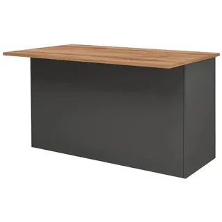 Dmora Kücheninsel Dcarnelo, zusätzlicher Ablagetisch, 3-türiger Küchenschrank, 100 % Made in Italy, 155 x 90 x 90 cm, Anthrazit Eiche - Schwarz