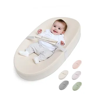 COMOMY Veganes Leder Wickelauflage 80x40cm | Wasserdicht & Abwaschbar Wickelunterlage mit Sicherheitsgurt & Anti-Rutsch-Design | Weiche Leichte Wickelmatte (Beige)
