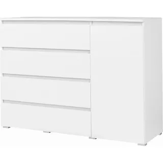 Klassische Kommode mit traditionellen Türen zum Öffnen, Kommode, Wohnzimmer, Schlafzimmer, Kinderzimmer, Jugendzimmer - MOON M5 (Weiß) - Weiß