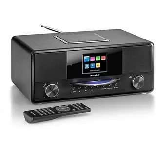 Karcher DAB 9000CDi Internetradio Bluetooth, WLAN & USB-Anschluss, AUX-IN, Wecker mit Dual-Alarm, integrierter Subwoofer) schwarz