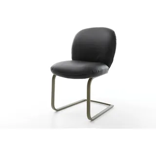 Freischwinger Nube-Flex Echt-Leder Schwarz Freischwinger flach Effektfinish Titan Taschenfederkern