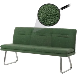 Mendler Sitzbank HWC-H70, Esszimmerbank Bank Polsterbank, Lehne Stoff/Textil Bouclé Edelstahl gebürstet 180cm -