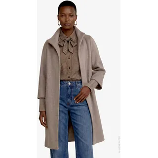 Wintermantel ZERO, Damen, Gr. 38, beige (taupe melange), Web, Obermaterial: 83% Polyester, 9% Polyacryl, 8% Viskose, meliert, unifarben, normal kniefrei, Rundhals, Bündchen, Mäntel Wintermantel, Wollmantel mit langen Strickbündchen / Stehkragen