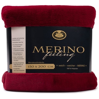 Merino Decke 150 x 200 cm karminrot