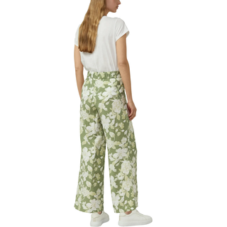 Culotte S.OLIVER, Damen, Gr. 38, N-Gr, grün (khaki aop), Web, Obermaterial: 84% Viskose, 16% Polyamid, bedruckt, weit 7/8-Länge, Hosen Culotte, weite Passform, fließende Qualität