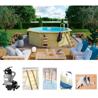 KONIFERA Achteckpool »Aruba 1X« 400x121 cm, 38 mm kesseldruckimprägniertes Holz