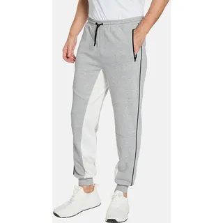 Sweathose BABISTA "Sweathose DORIETTA", Herren, Gr. 52, weiß (hellgrau melange), regular fit, Hosen Sweathose, mit Kontraststreifen