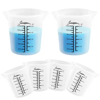 6 Stück Silikon Messbecher Epoxidharz, 120ml sklare 2 Skalen Silikon Messbecher für Gips, Gießpulver, Formen, wiederverwendbares und leicht zu reinigen Epoxidharz zubehör